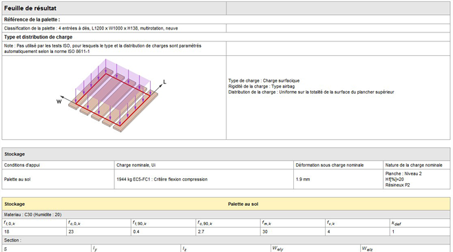 PALLET-Express v4 includes a powerfull computation engine for the mechanical analysis of standard and non standard wooden pallets